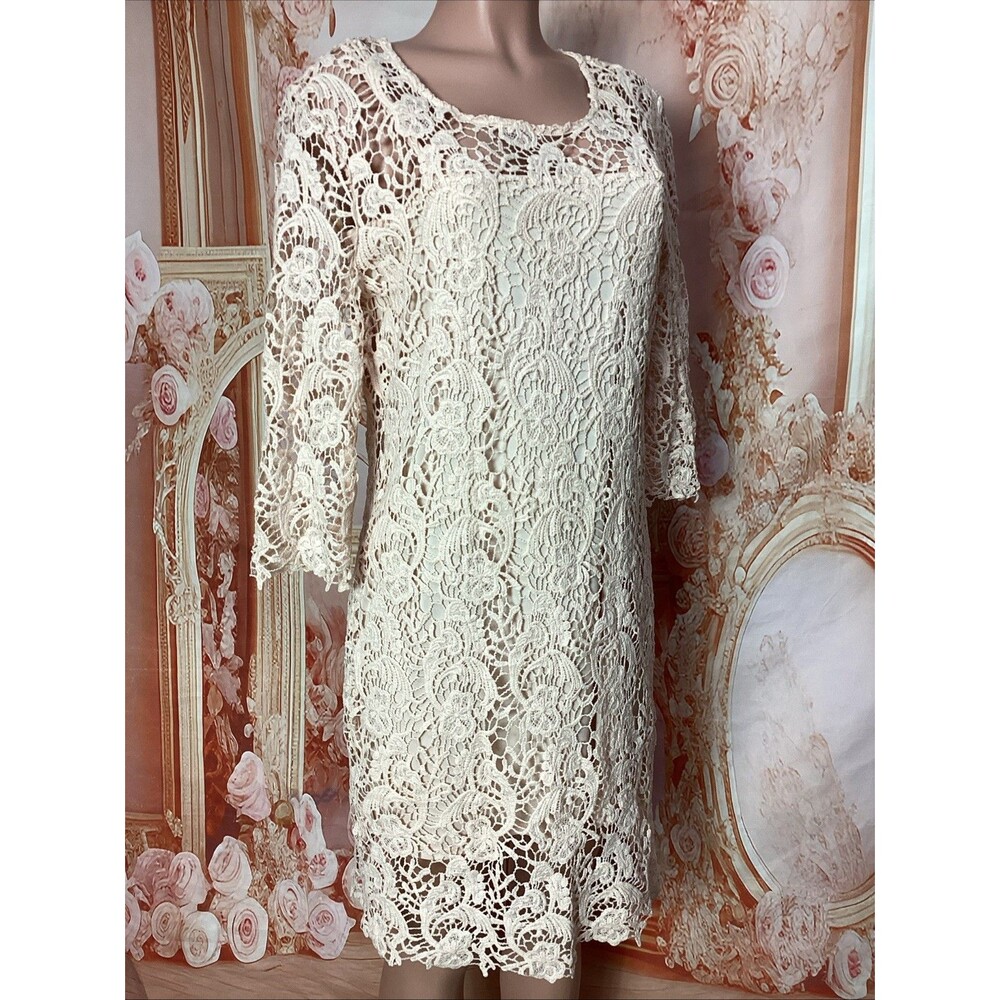 Cato Lace Sheath Dress Blush Pink 3/4 Sleeve Lined Women’s Size 10 - Picture 1 of 9